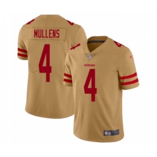 Women's San Francisco 49ers 4 Nick Mullens Limited Gold Inverted Legend Football Jersey