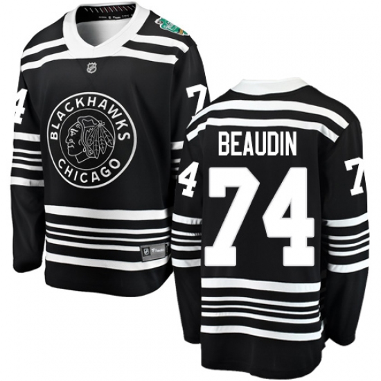 Men's Chicago Blackhawks 74 Nicolas Beaudin Black 2019 Winter Classic Fanatics Branded Breakaway NHL Jersey