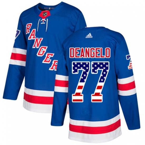 Youth Adidas New York Rangers 77 Anthony DeAngelo Authentic Royal Blue USA Flag Fashion NHL Jersey