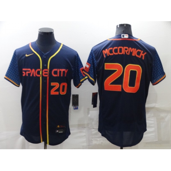 Men's Houston Astros 20 Chas McCormick 2022 Navy Blue City Connect Cool Base Stitched Jersey