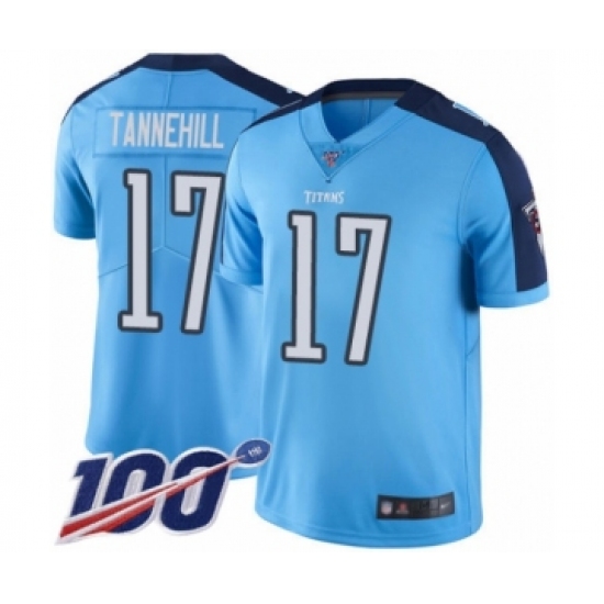 Youth Tennessee Titans 17 Ryan Tannehill Limited Light Blue Rush Vapor Untouchable 100th Season Football Jersey