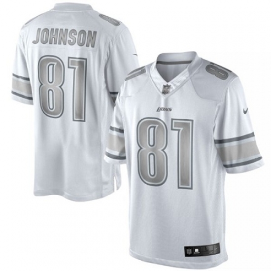 Men's Nike Detroit Lions 81 Calvin Johnson Limited White Platinum NFL Jersey