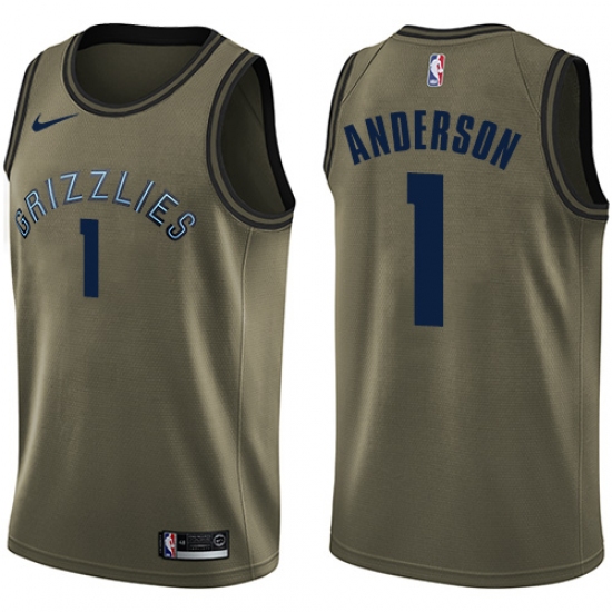 Men's Nike Memphis Grizzlies 1 Kyle Anderson Swingman Green Salute to Service NBA Jersey