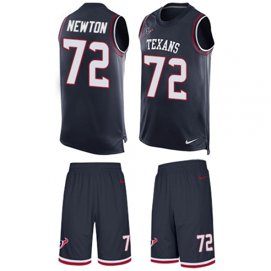 Men's Nike Houston Texans 72 Derek Newton Limited Navy Blue Tank Top Suit NFL Jersey