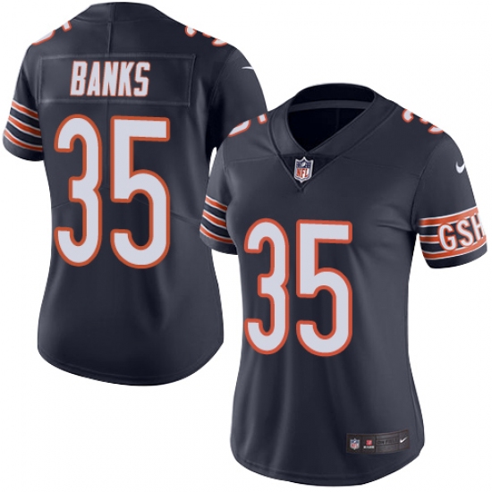 Women's Nike Chicago Bears 35 Johnthan Banks Navy Blue Team Color Vapor Untouchable Limited Player NFL Jersey