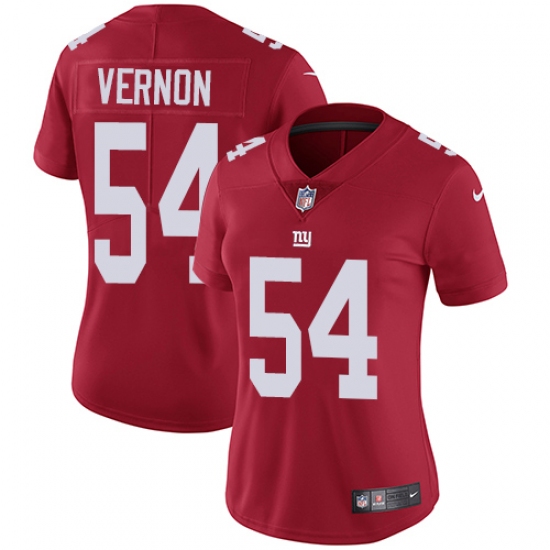 Women's Nike New York Giants 54 Olivier Vernon Red Alternate Vapor Untouchable Limited Player NFL Jersey