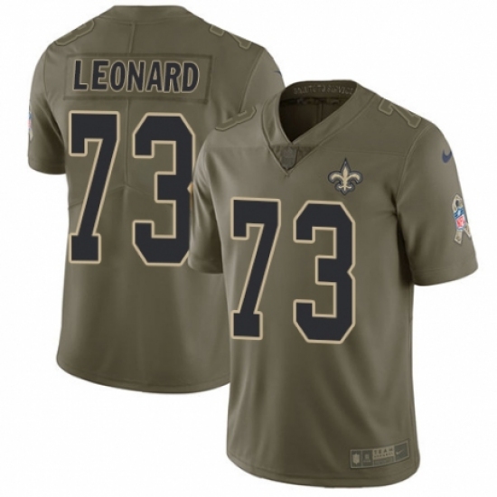 Men's Nike New Orleans Saints 73 Rick Leonard Limited Olive 2017 Salute to Service NFL Jersey