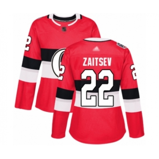 Women's Ottawa Senators 22 Nikita Zaitsev Authentic Red 2017 100 Classic Hockey Jersey