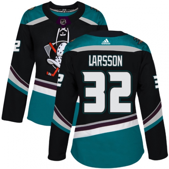 Women's Adidas Anaheim Ducks 32 Jacob Larsson Authentic Black Teal Third NHL Jersey