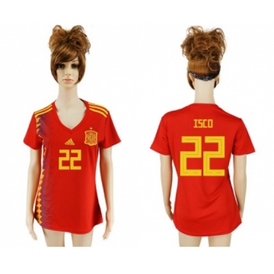 Women's Spain 22 Isco Red Home Soccer Country Jersey