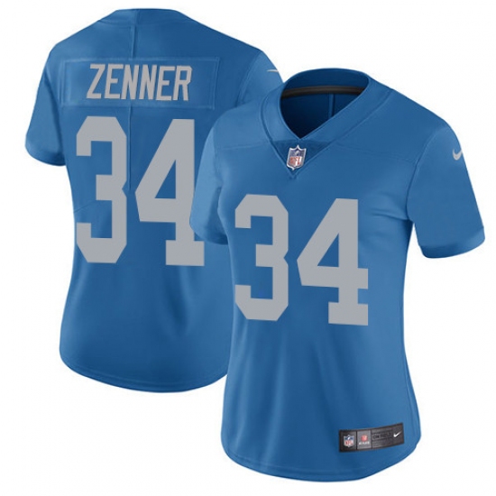 Women's Nike Detroit Lions 34 Zach Zenner Limited Blue Alternate Vapor Untouchable NFL Jersey