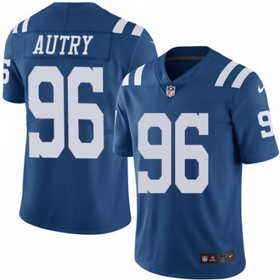 Men's Nike Indianapolis Colts 96 Denico Autry Limited Royal Blue Rush Vapor Untouchable NFL Jersey