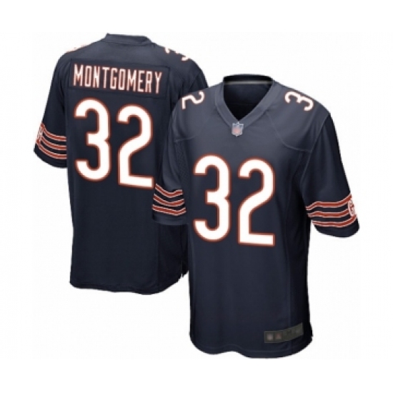 Men's Chicago Bears 32 David Montgomery Game Navy Blue Team Color Football Jersey