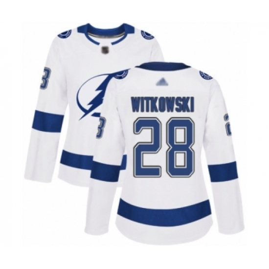 Women's Tampa Bay Lightning 28 Luke Witkowski Authentic White Away Hockey Jersey