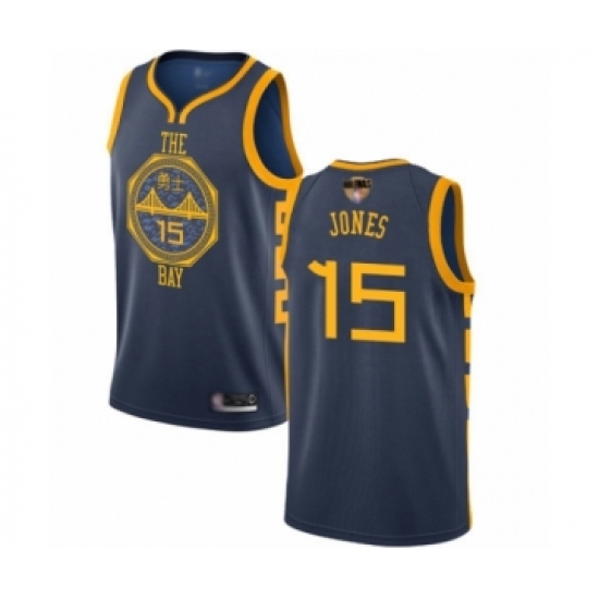 Women's Golden State Warriors 15 Damian Jones Swingman Navy Blue Basketball 2019 Basketball Finals Bound Jersey - City Edition