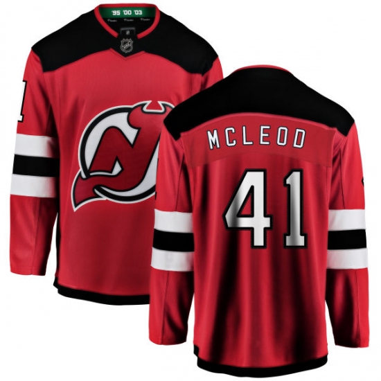 Men's New Jersey Devils 41 Michael McLeod Fanatics Branded Red Home Breakaway NHL Jersey