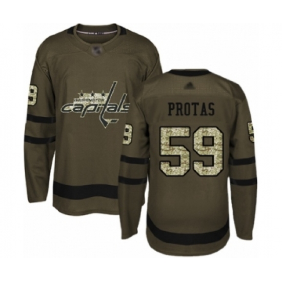 Men's Washington Capitals 59 Aliaksei Protas Authentic Green Salute to Service Hockey Jersey