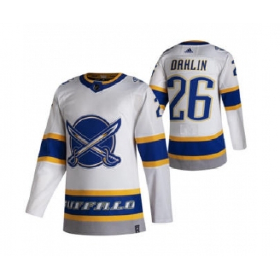 Men's Buffalo Sabres 26 Rasmus Dahlin White 2020-21 Reverse Retro Alternate Hockey Jersey