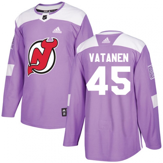 Youth Adidas New Jersey Devils 45 Sami Vatanen Authentic Purple Fights Cancer Practice NHL Jersey