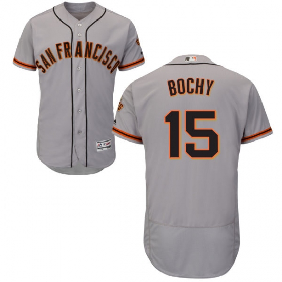 Men's Majestic San Francisco Giants 15 Bruce Bochy Grey Road Flex Base Authentic Collection MLB Jersey