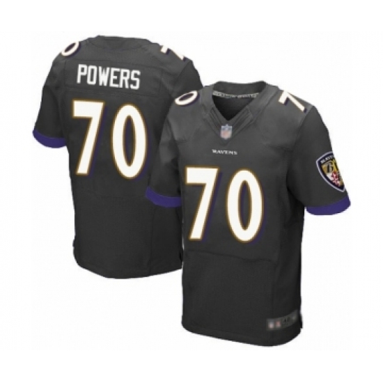 Men's Baltimore Ravens 70 Ben Powers Elite Black Alternate Football Jersey