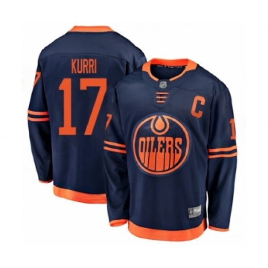 Youth Edmonton Oilers 17 Jari Kurri Authentic Navy Blue Alternate Fanatics Branded Breakaway Hockey Jersey