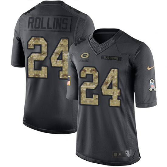 Youth Nike Green Bay Packers 24 Quinten Rollins Limited Black 2016 Salute to Service NFL Jersey