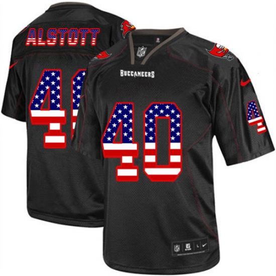 Men's Nike Tampa Bay Buccaneers 40 Mike Alstott Elite Black USA Flag Fashion NFL Jersey