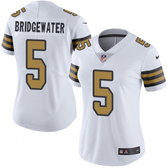 Women's Nike New Orleans Saints 5 Teddy Bridgewater Limited White Rush Vapor Untouchable NFL Jersey