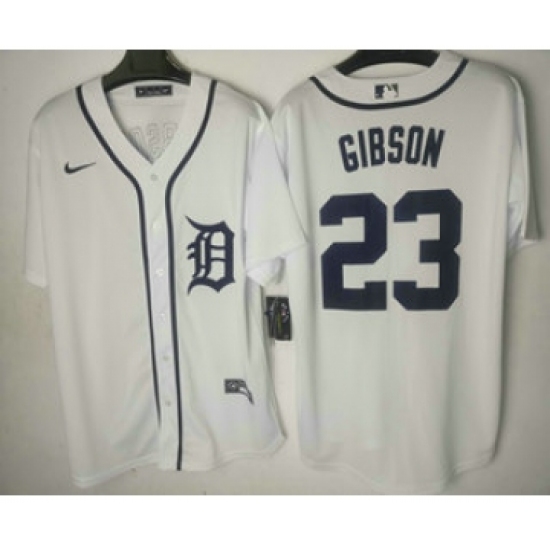 Men's Detroit Tigers 23 Kirk Gibson White Stitched Cool Base Jersey