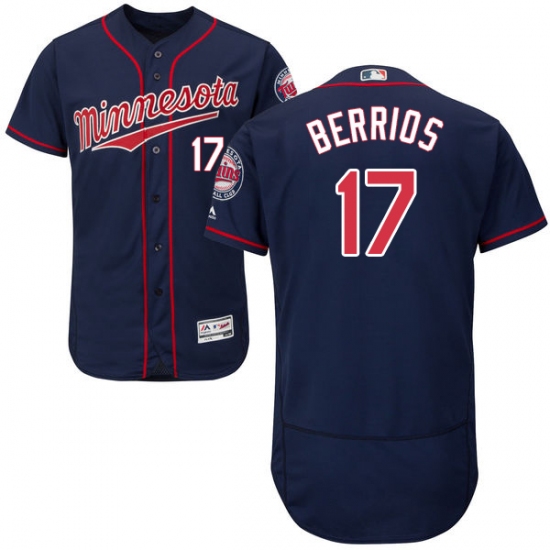 Men's Majestic Minnesota Twins 17 Jose Berrios Authentic Navy Blue Alternate Flex Base Authentic Collection MLB Jersey