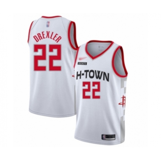 Men's Houston Rockets 22 Clyde Drexler Swingman White Basketball Jersey - 2019 20 City Edition