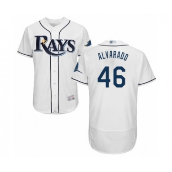 Men's Tampa Bay Rays 46 Jose Alvarado Home White Home Flex Base Authentic Collection Baseball Player Jersey