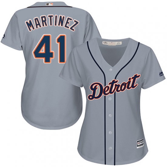 Women's Majestic Detroit Tigers 41 Victor Martinez Authentic Grey Road Cool Base MLB Jersey