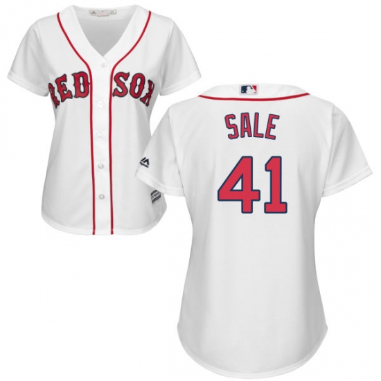 Women's Majestic Boston Red Sox 41 Chris Sale Authentic White Home MLB Jersey