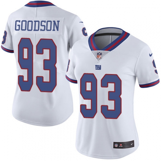 Women's Nike New York Giants 93 B.J. Goodson Limited White Rush Vapor Untouchable NFL Jersey