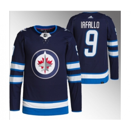 Men's Winnipeg Jets 9 Alex Iafallo Navy Stitched Jersey