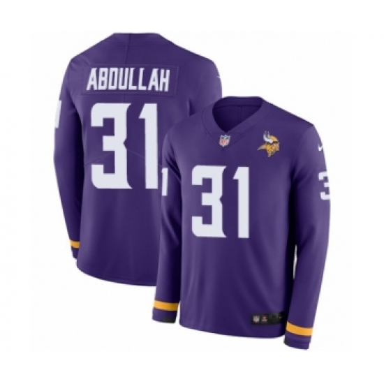 Youth Nike Minnesota Vikings 31 Ameer Abdullah Limited Purple Therma Long Sleeve NFL Jersey
