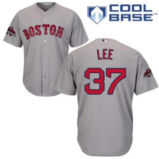 Youth Majestic Boston Red Sox 37 Bill Lee Authentic Grey Road Cool Base 2018 World Series Champions MLB Jersey