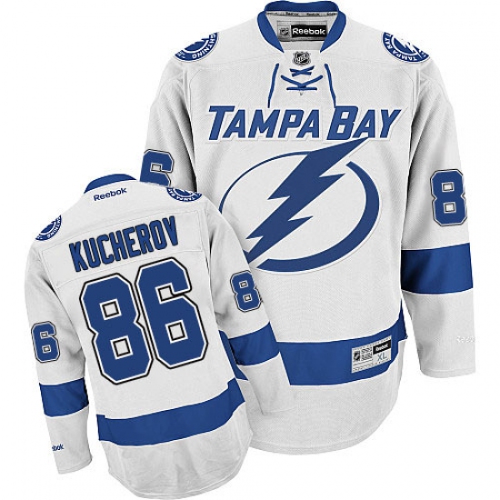 Men's Reebok Tampa Bay Lightning 86 Nikita Kucherov Authentic White Away NHL Jersey