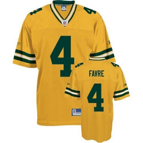 Reebok Green Bay Packers 4 Brett Favre Yellow Premier EQT Throwback NFL Jersey