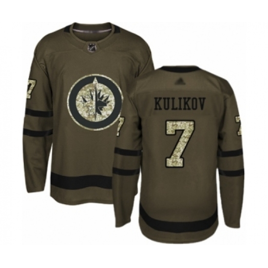 Men's Winnipeg Jets 7 Dmitry Kulikov Authentic Green Salute to Service Hockey Jersey