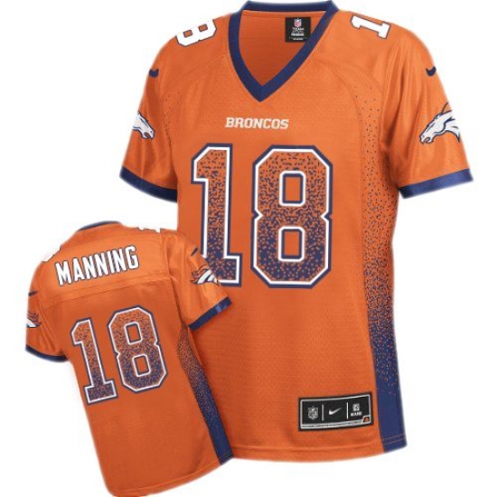 Women's Nike Denver Broncos 18 Peyton Manning Elite Orange Drift Fashion NFL Jersey