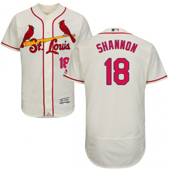 Men's Majestic St. Louis Cardinals 18 Mike Shannon Cream Alternate Flex Base Authentic Collection MLB Jersey