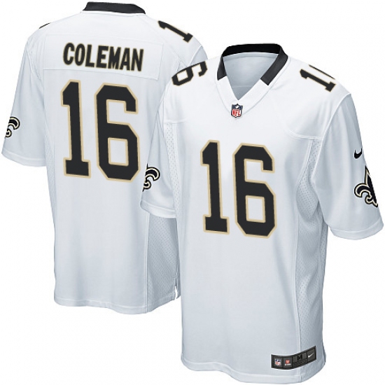 Men's Nike New Orleans Saints 16 Brandon Coleman Game White NFL Jersey