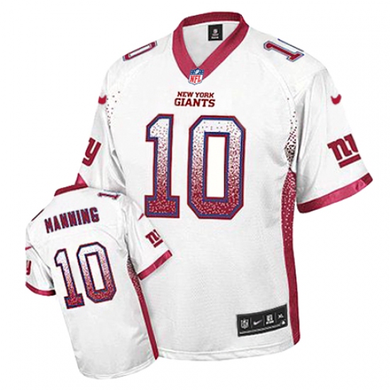 Men's Nike New York Giants 10 Eli Manning Elite White Drift Fashion NFL Jersey