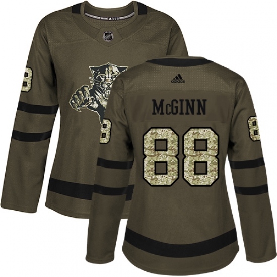 Women's Adidas Florida Panthers 88 Jamie McGinn Authentic Green Salute to Service NHL Jersey