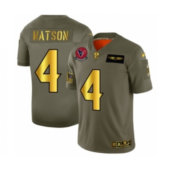 Men's Houston Texans 4 Deshaun Watson Limited Olive Gold 2019 Salute to Service Football Jersey