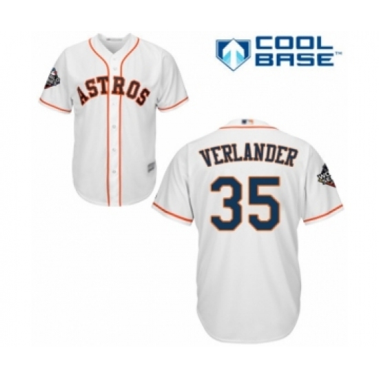 Youth Houston Astros 35 Justin Verlander Authentic White Home Cool Base 2019 World Series Bound Baseball Jersey