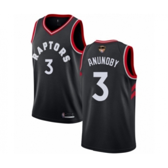 Men's Toronto Raptors 3 OG Anunoby Swingman Black 2019 Basketball Finals Bound Jersey Statement Edition